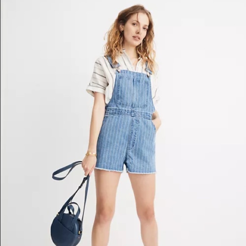 Madewell Pinstriped Overall Shorts